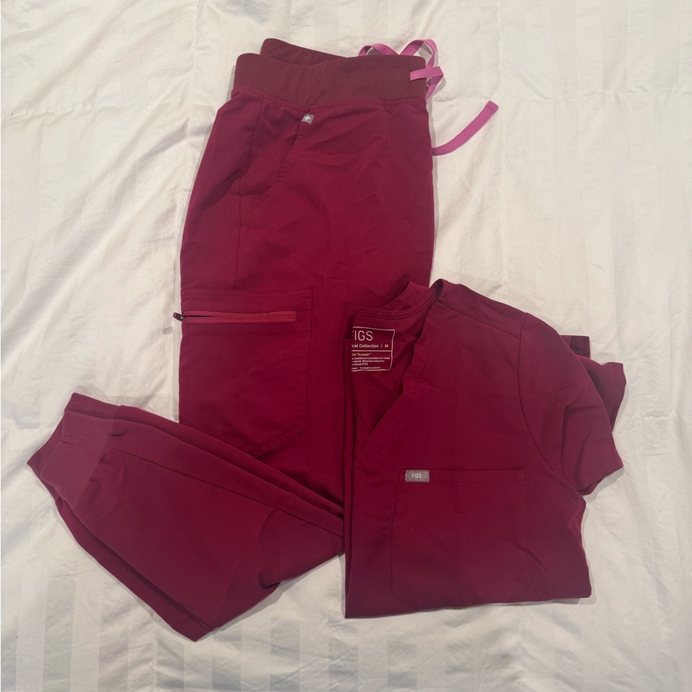 FIGS Burgundy Large Zamora Medium Catarina Scrubs